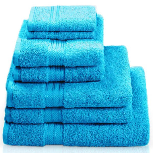 Hampton and Astley 100% Egyptian Cotton 7 Piece Luxury Bath Towel Set, Teal Blue