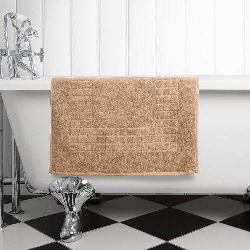 Hampton and Astley 100% Egyptian Cotton Luxury Bath Mat, Caramel Latte