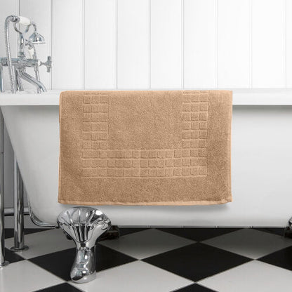 Hampton and Astley 100% Egyptian Cotton Luxury Bath Mat, Caramel Latte
