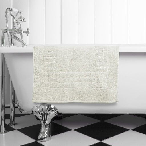 Hampton and Astley 100% Egyptian Cotton Luxury Bath Mat, Cream