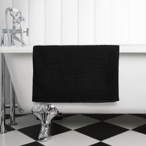 Hampton and Astley 100% Egyptian Cotton Luxury Bath Mat, Midnight Black