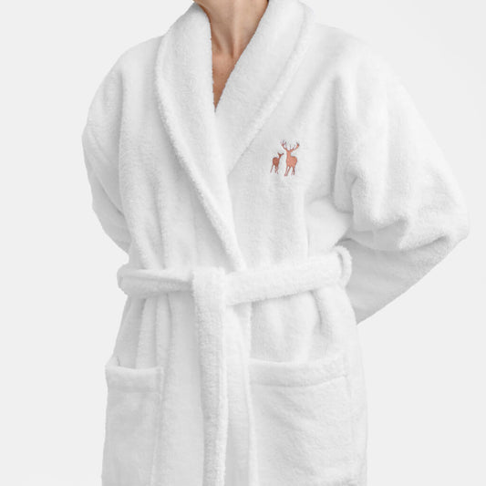 Unisex Zero Twist Cotton Towel Dressing Gown, Pure White