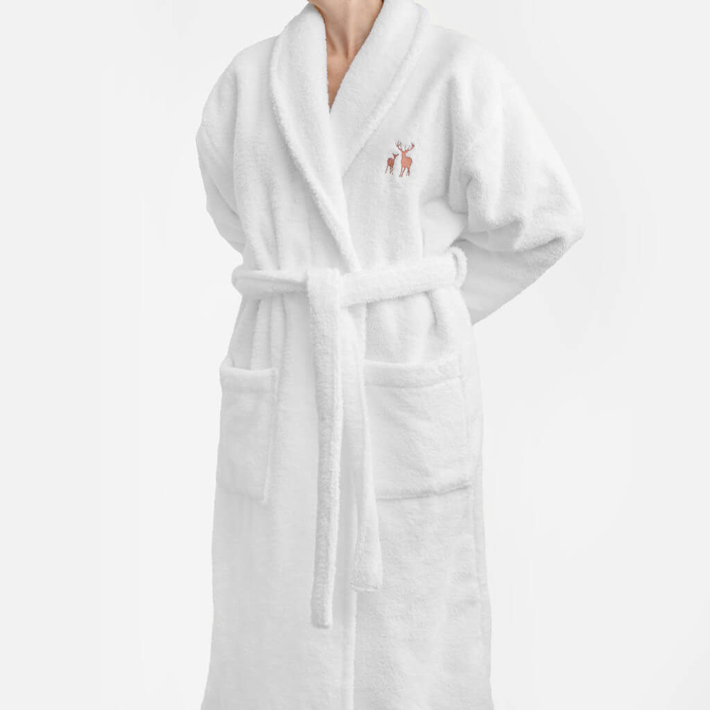 Unisex Zero Twist Cotton Towel Dressing Gown, Pure White