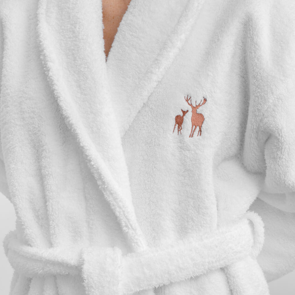 Unisex Zero Twist Cotton Towel Dressing Gown, Pure White